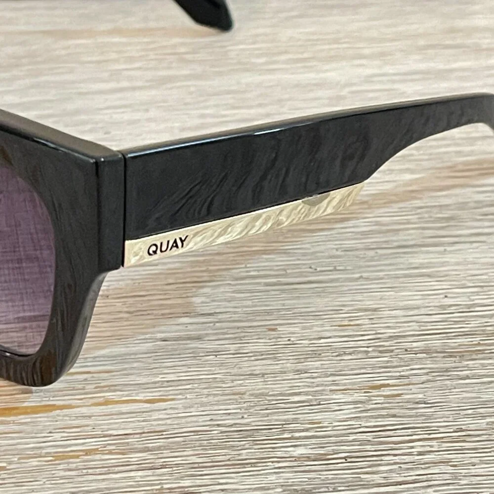Quay Australia Sunglasses By The Way Black Cateye with Pouch and Cloth